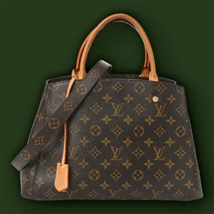 Authentic Louis Vuitton Black Monogram Empreinte Leather Montaigne MM Bag